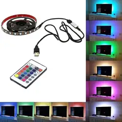 5050 USB свет настроения RGB многоцветные светодиодные полосы света ТВ ПОДСВЕТКА 24 клавиши дистанционное управление QP2