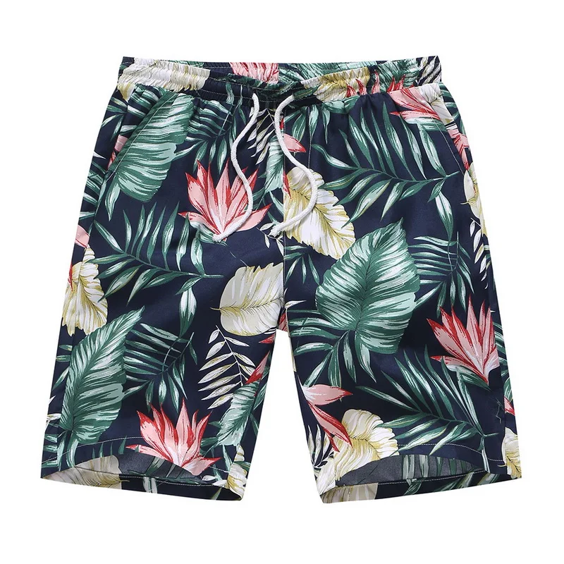 

2019 Men Floral Printed Plus Size Shorts Summer Hawaiian Beach Short Oversize Loose Drawstring Boardshorts Trunks Hot Sale