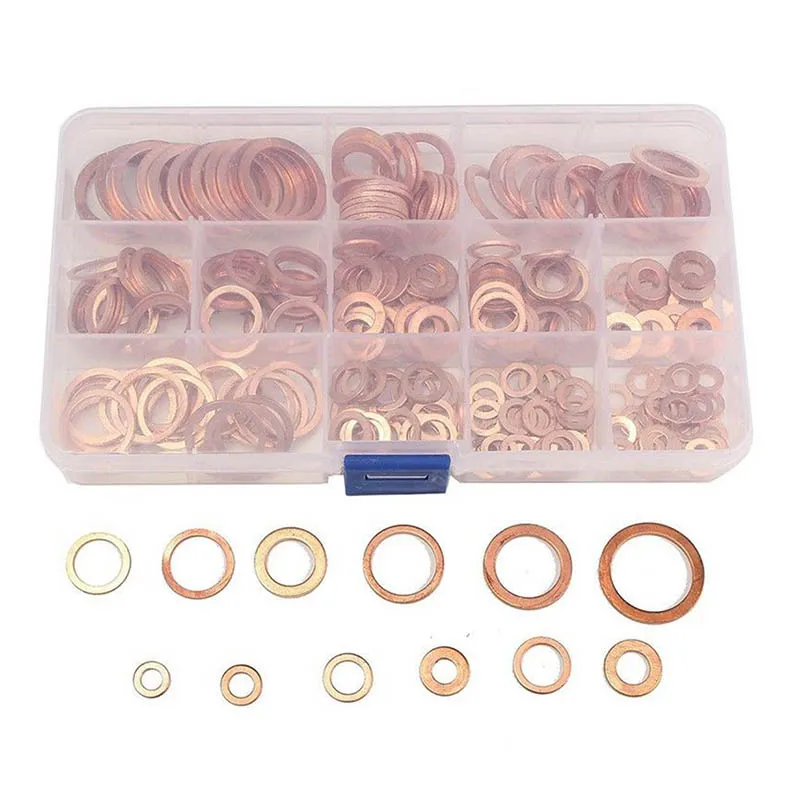 

280Pcs/Set Seal Assortment Set Copper Washer Gasket Nut Oil Copper Rings Discs TSH Shop