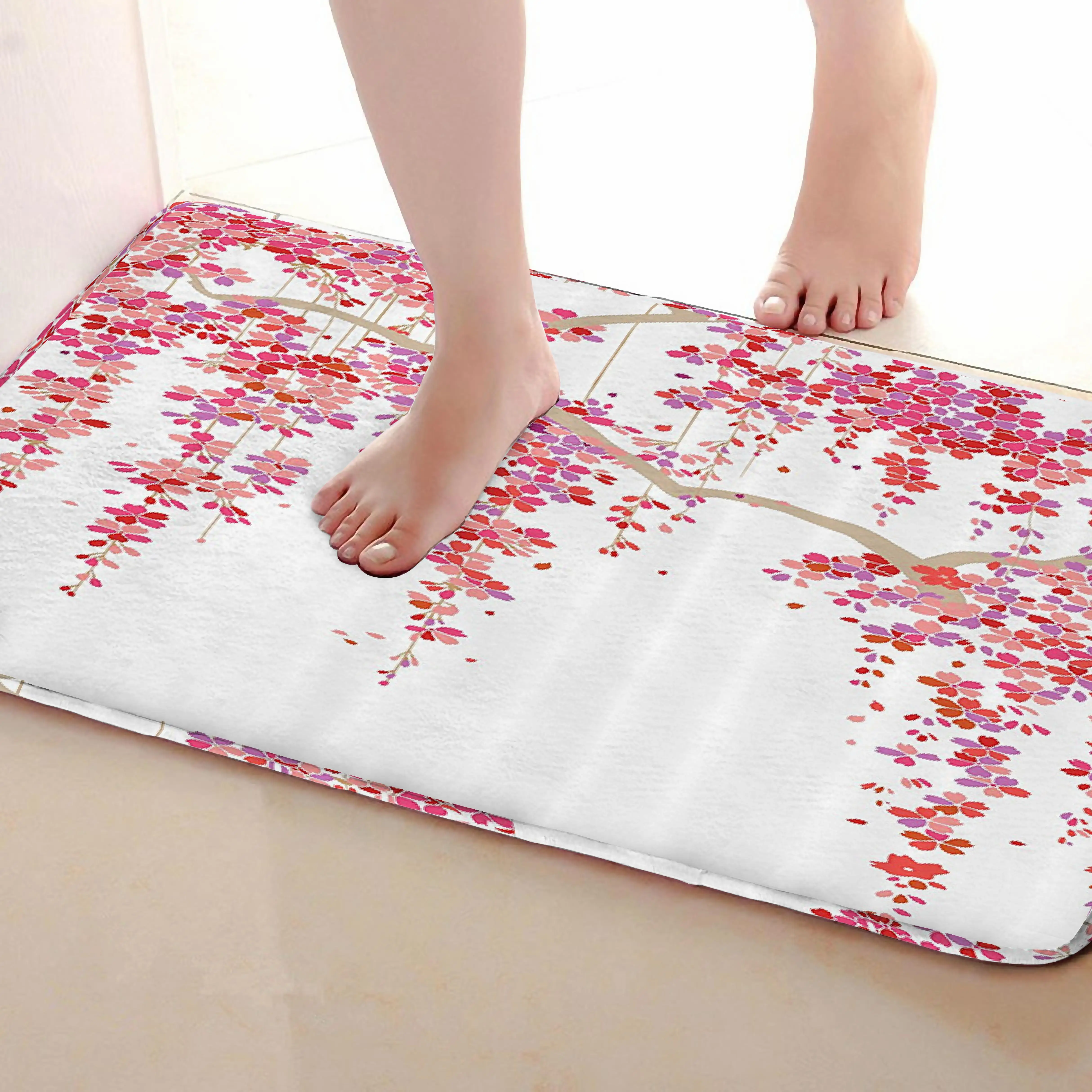 Цветочный стиль коврик для ванной комнаты, смешной Противоскользящий коврик для ванной, занавески для душа s аксессуары, соответствующие вашей душевой занавеске