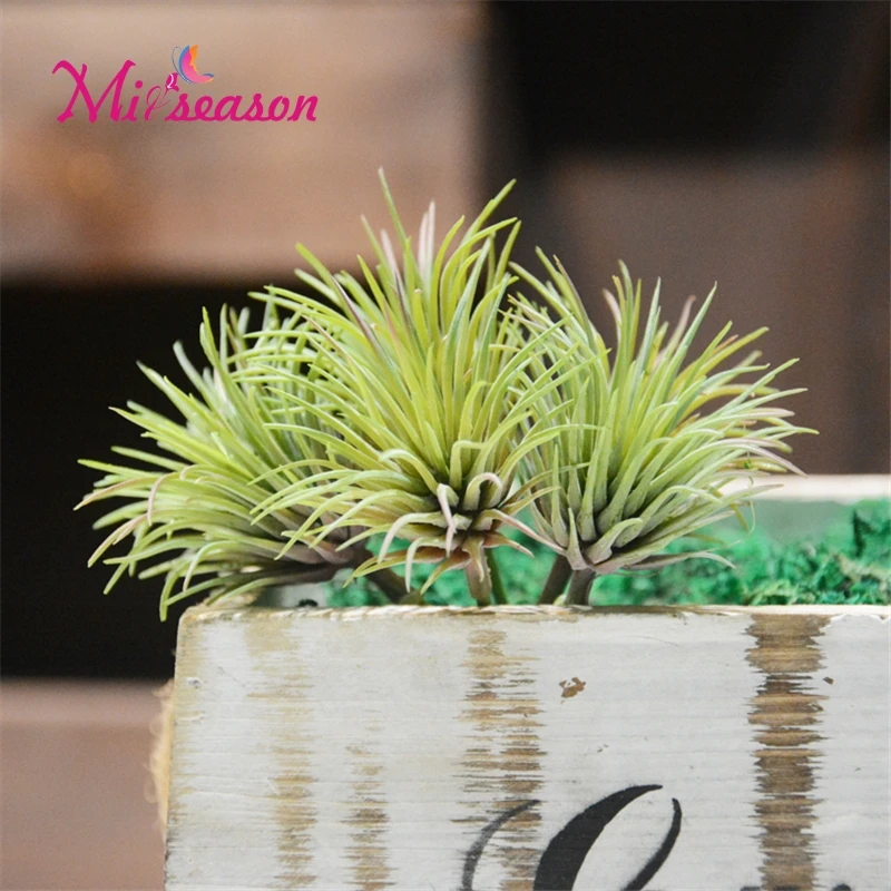 Artificial Succulents Mini Air Grass Fake Green Plants Potted Plants For Home Office Plant Wall Green Interior Decoration Flower