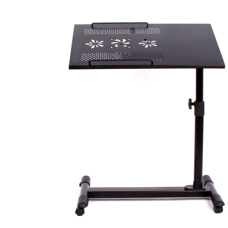 9%LK365 Rotary Computer Desk for Bed Wheels with Brake Height&Angle Adjustment Laptop Table with USB Fans Home Office Furniture