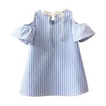 Fashion Kids Girl Princess Dress Summer Striped Short Sleeve Mini Dresses Infantil Children Vestidos