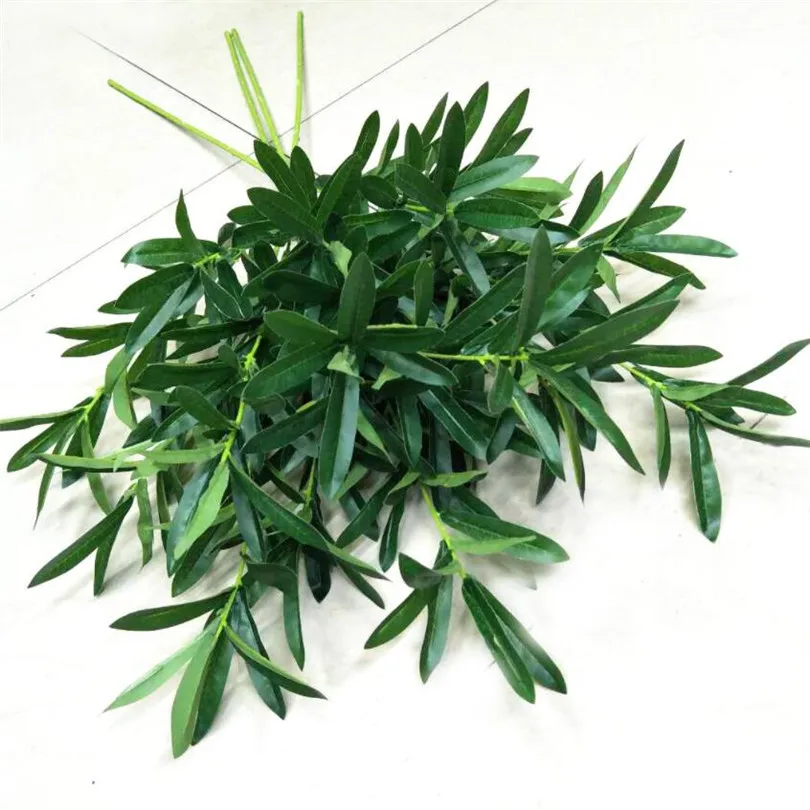 10pcs Olive Leaf Bunch Artificial Green Olive Tree Branch 6 Stems/piece