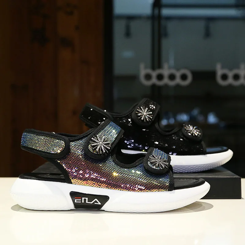 

Casual Crystal Shoes Women Summer Platform Sandals Glitter zapatos de mujer Ladies footware Sequins sandalia feminina BlingBling
