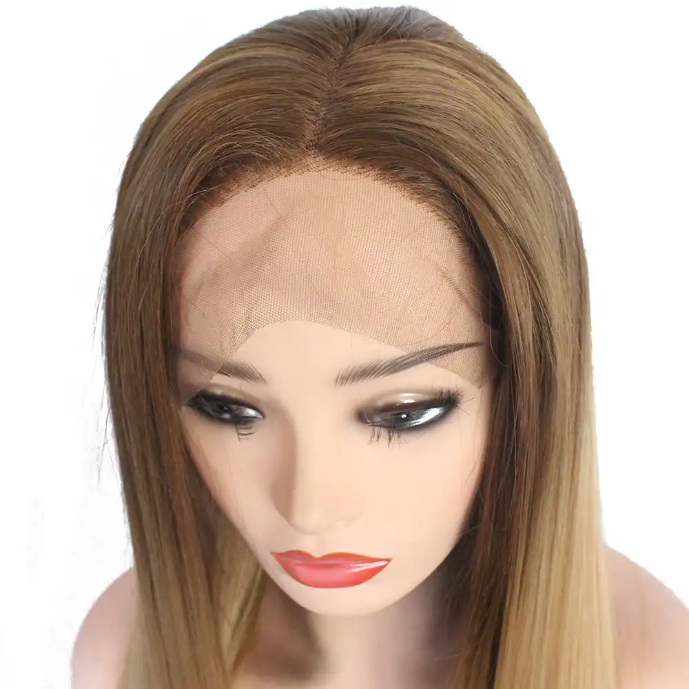 V Nice Natural Long Straight Dark Brown Ombre Honey Blonde Hair