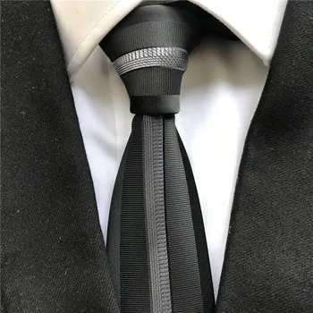 

Classic Design Young Men's Black Skinny Ties High Craft Panel Necktie for School Party