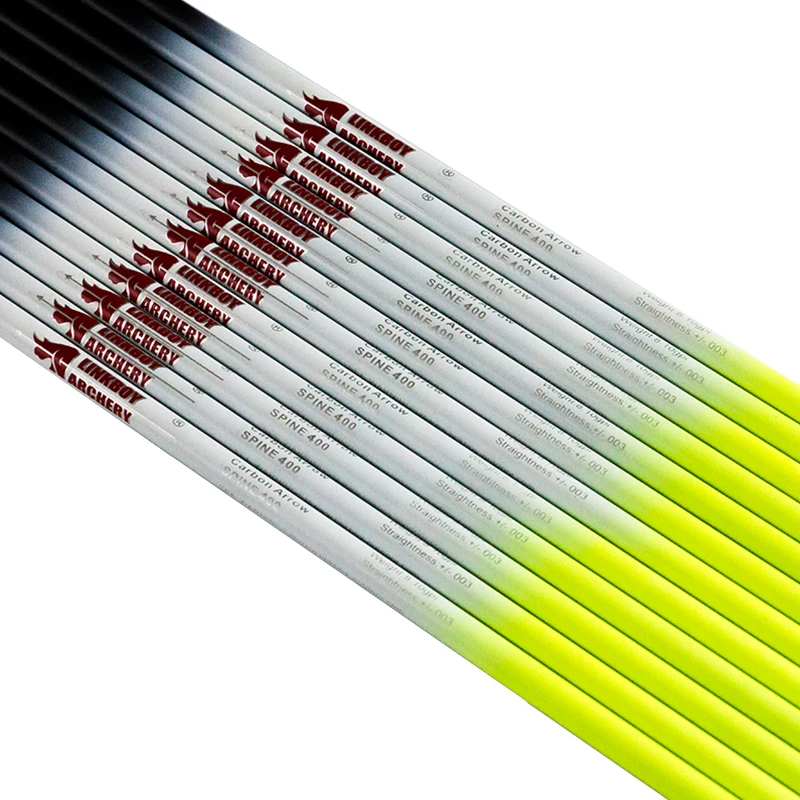 12Pcs-Archery-Carbon-Arrow-Sp300-340-400-500-600-Fluorescent-Yellow-Shaft-Compound-Bow-Shoot-ID6 (2)
