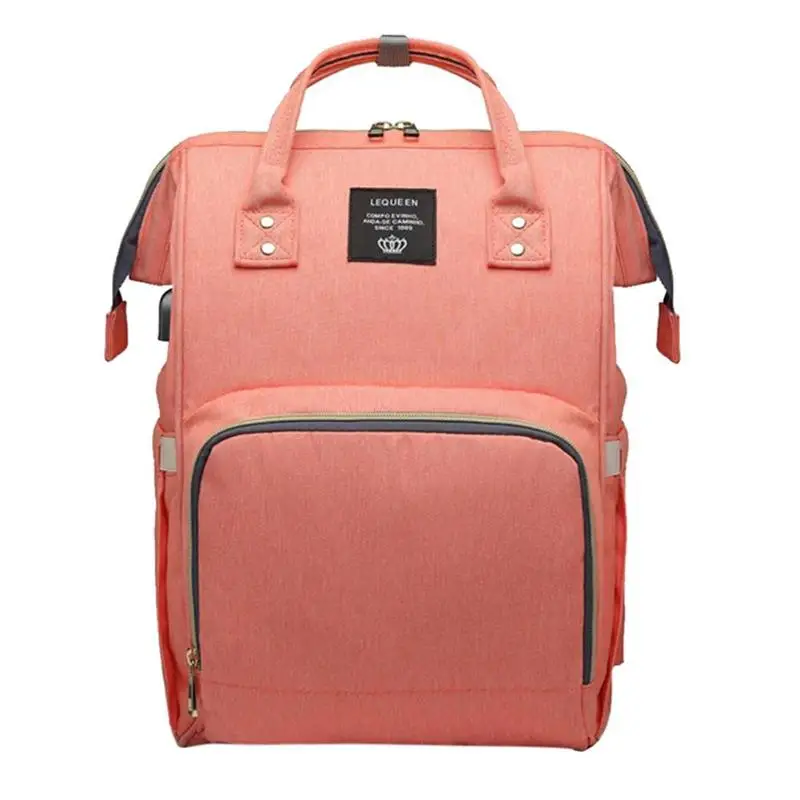LEQUEEN USB Водонепроницаемая сумка для подгузников, usb зарядка, большие рюкзаки для кормящих мам, сумка для подгузников, брендовый рюкзак большой емкости - Цвет: 2