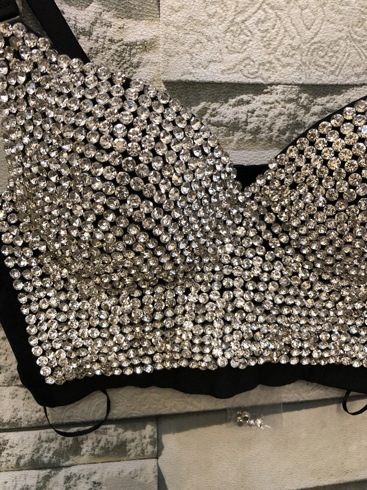 Сексуальный Высококачественный женский бюстгальтер-бюстье ручной работы для ночного клуба с бриллиантами и драгоценными камнями укороченный топ без рукавов размера плюс