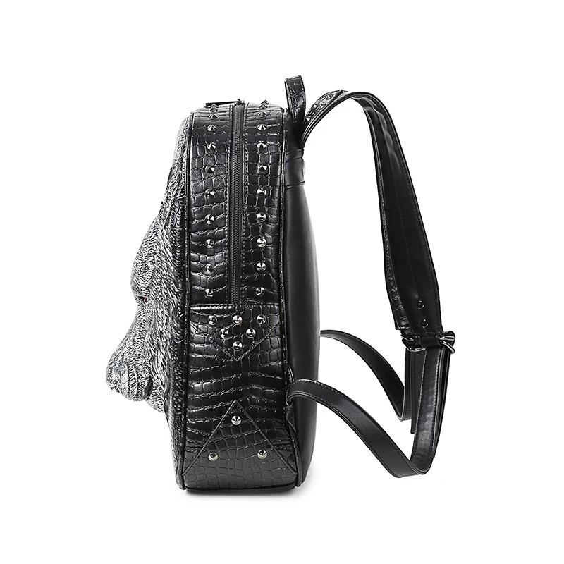 3D Tiger Animal Backpack Women Men Laptop Backpack Vintage Rock PU Leather Backpacks Fashion Travel School Computer Rivet Bags 