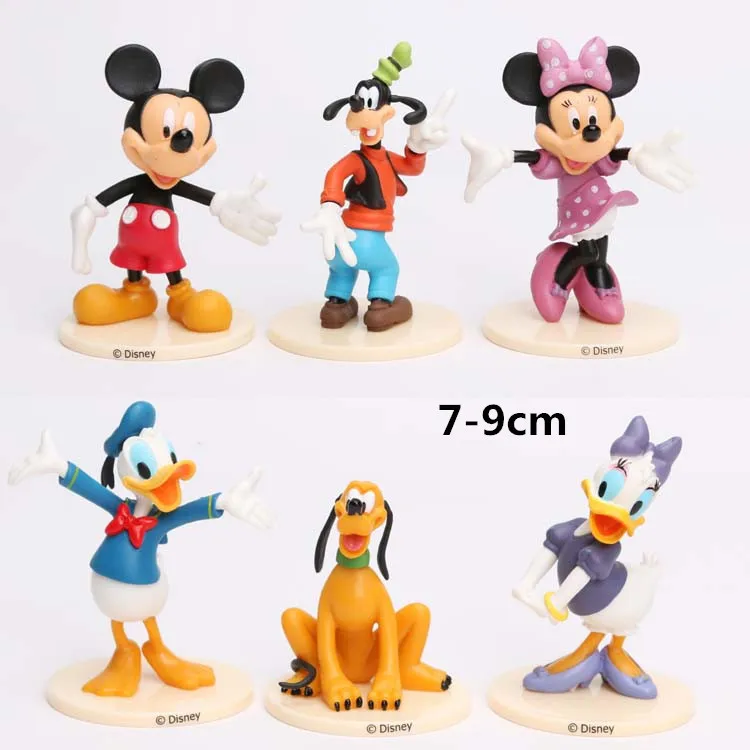 Игрушки Disney 6 шт./компл. 7 9 см Микки и Минни Маус Дональд Дак Плутон гоффи ПВХ экшн