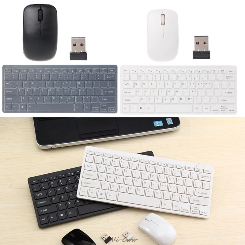 

2.4G Ultra-Slim Wireless Keyboard Mini Optical Mouse Combo For LaptoDesktoPC