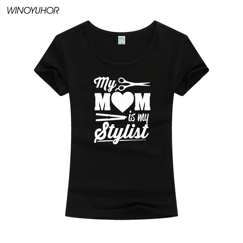 Женская футболка с надписью Mom Is My Stylist|Футболки| |