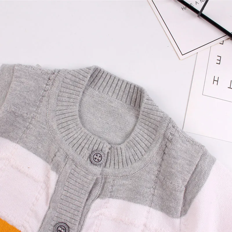 Stitching Color Cotton Baby Boy Sweater O Neck Cardigan for Infant Kids Girls Comfortable Crochet Knitting Warm Outfit Autumn Winter (9)