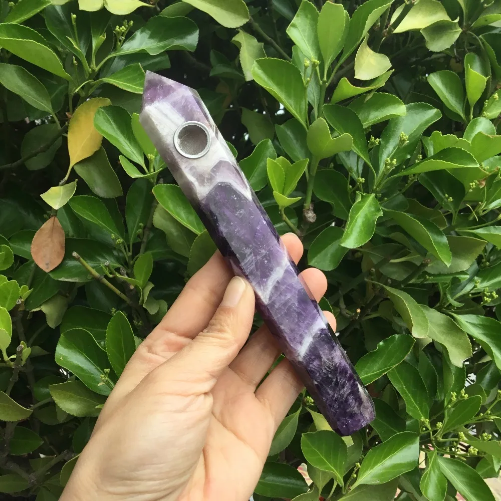 

Long size Natural Dream Amethyst Cigarette Pipe quartz crystal stone smoking pipes for weed