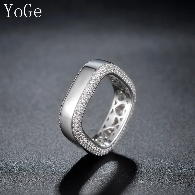YoGe свадебные и вечерние ювелирные изделия для женщин, R2524 Роскошные AAA CZ двухстороннее квадратное толстое кольцо