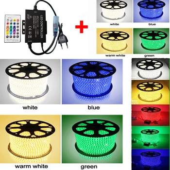 

Wifi Bluetooth Controller AC220V RGB LED Strip Light 5050 AC110V IP66 Waterproof RGB diode LED Rope light with Music Controller