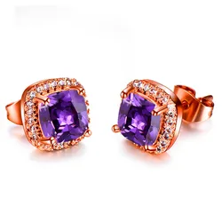 Elegant Vintage Silver Earrings with Yellow and Pink Stones (Purple)