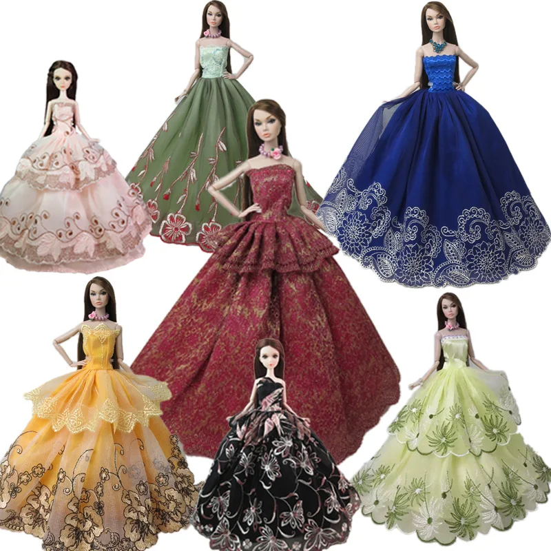 10 шт./партия, случайное модное платье для куклы Барби, одежда, свадебное платье принцессы, благородные вечерние платья для куклы Барби, наряды 1/6 игрушек