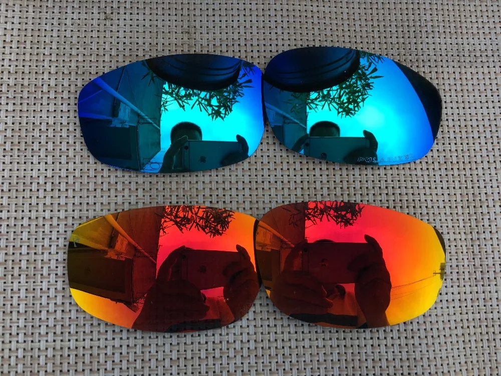 2 Pairs Blue & Fire Red Polarized Replacement Lenses Lens for Split