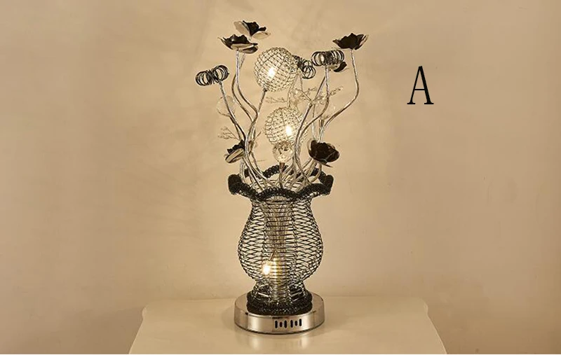 Низкая цена алюминиевая струнная Цветочная настольная лампа в форме вазы новая ручная работа G4* 4 Декор настольная лампа для спальни декор Освещение