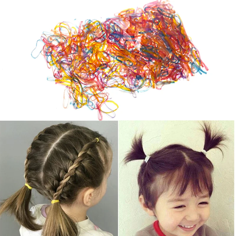 

600pcs/pack Child Baby Candy Color Hair Band Holders Rubber Hairbands Headwear Hair Ring Ropes Elastic Hair Accessories For Girl