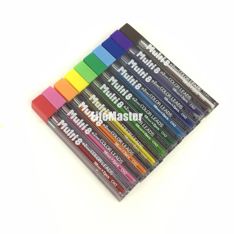 lifemaster pentel multi 8 lead holder refill 2 mm 10 color of lead