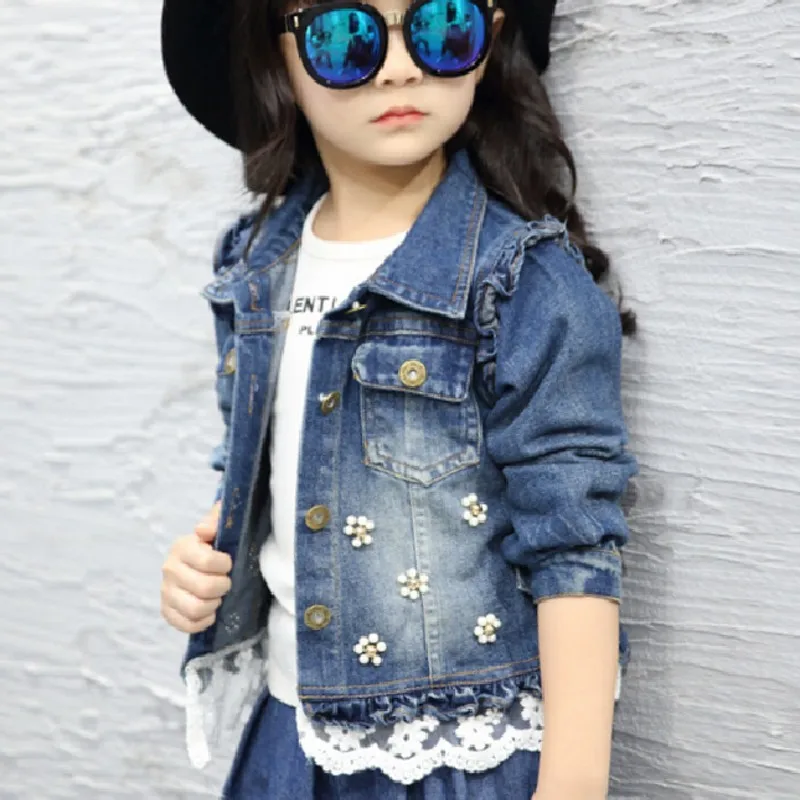 

New Baby Girl Jacket Denim Tassel Fashion Children Coats Jeans Kids Jacket 8JK007