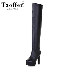 TAOFFEN Free shipping over knee high heel boots women snow fashion winter warm shoes boot P15869