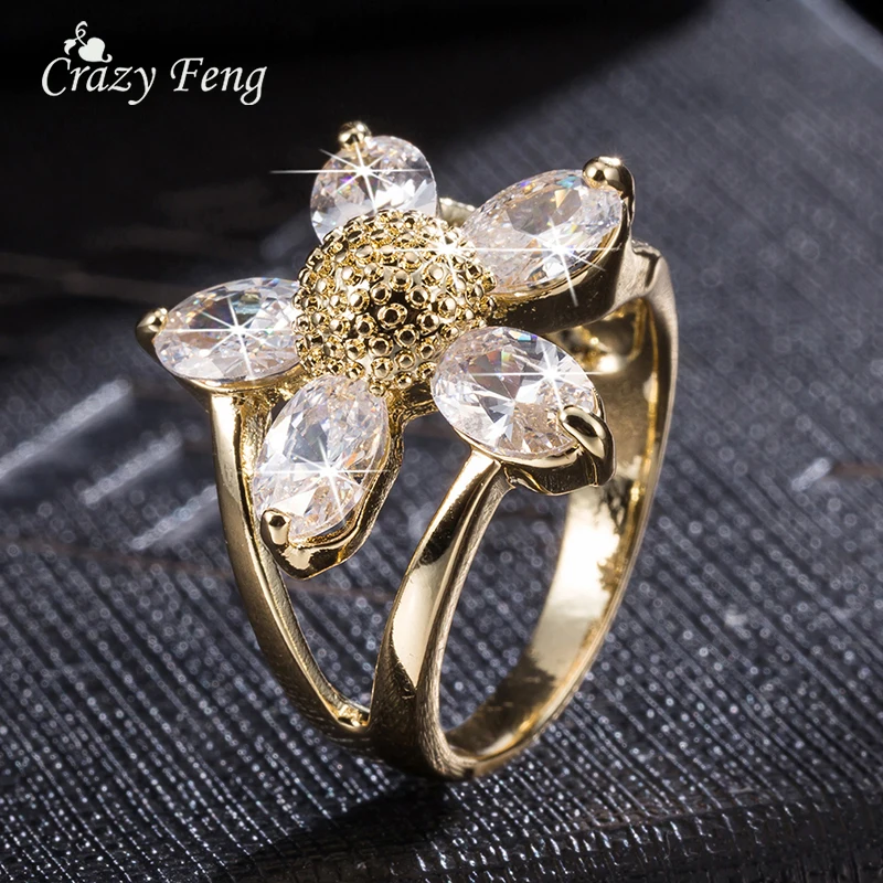 www.semadata.org : Buy Sale Items White Gold color Flower Shape Crystal Jewelry Fashion Cubic ...