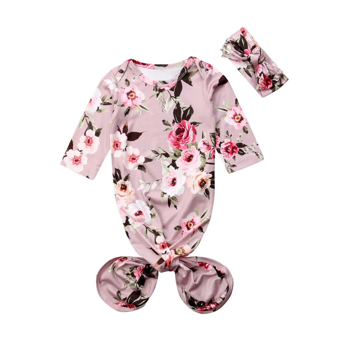 

2018 Brand Newborn Baby Girl Floral Sleeping Bag Sleep Sack Wrap Swaddle+Headband 0-6M