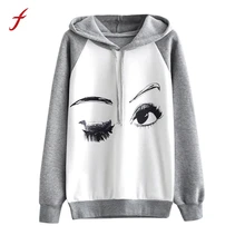 FEITONG 2017 New Autumn Winter Hoodie Sweatshirt Womens Fashion Eyes Print Long Sleeve Jumper Pullover Casual sweatshirt Female
