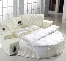 Real Genuine leather bed frame Soft Bed Home Bedroom massage speaker system camas lit muebles de dormitorio yatak mobilya quarto