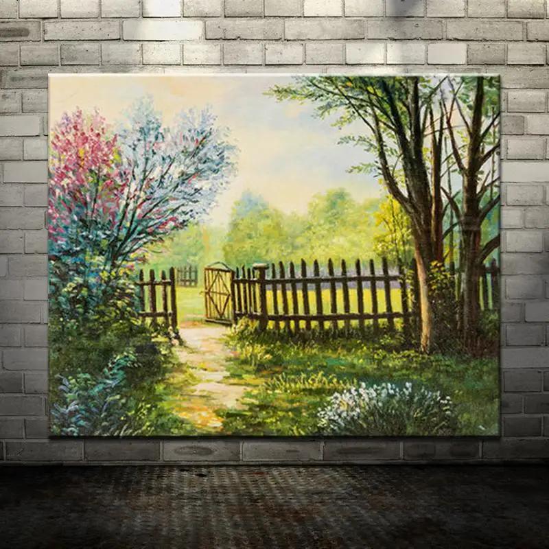 

Free Shipping 100%Hand-Painted England Pastoral Scenery Oil Painting On Canvas Modern Wall Decoration For Living Room Home Decor