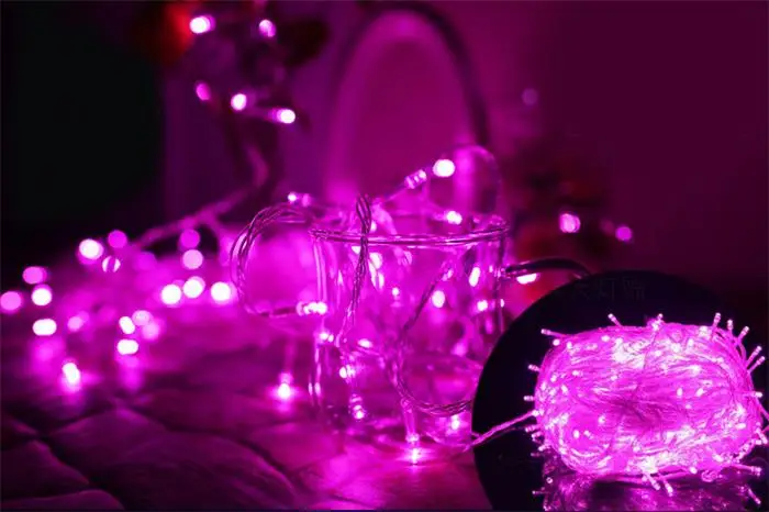Рождественский декоративный светильник 10 м 100 светодиодный 220 В струнный светильник, свадебная гирлянда, наружный светодиодный светильник, Рождественская елка, украшения для декора - Цвет: Pink