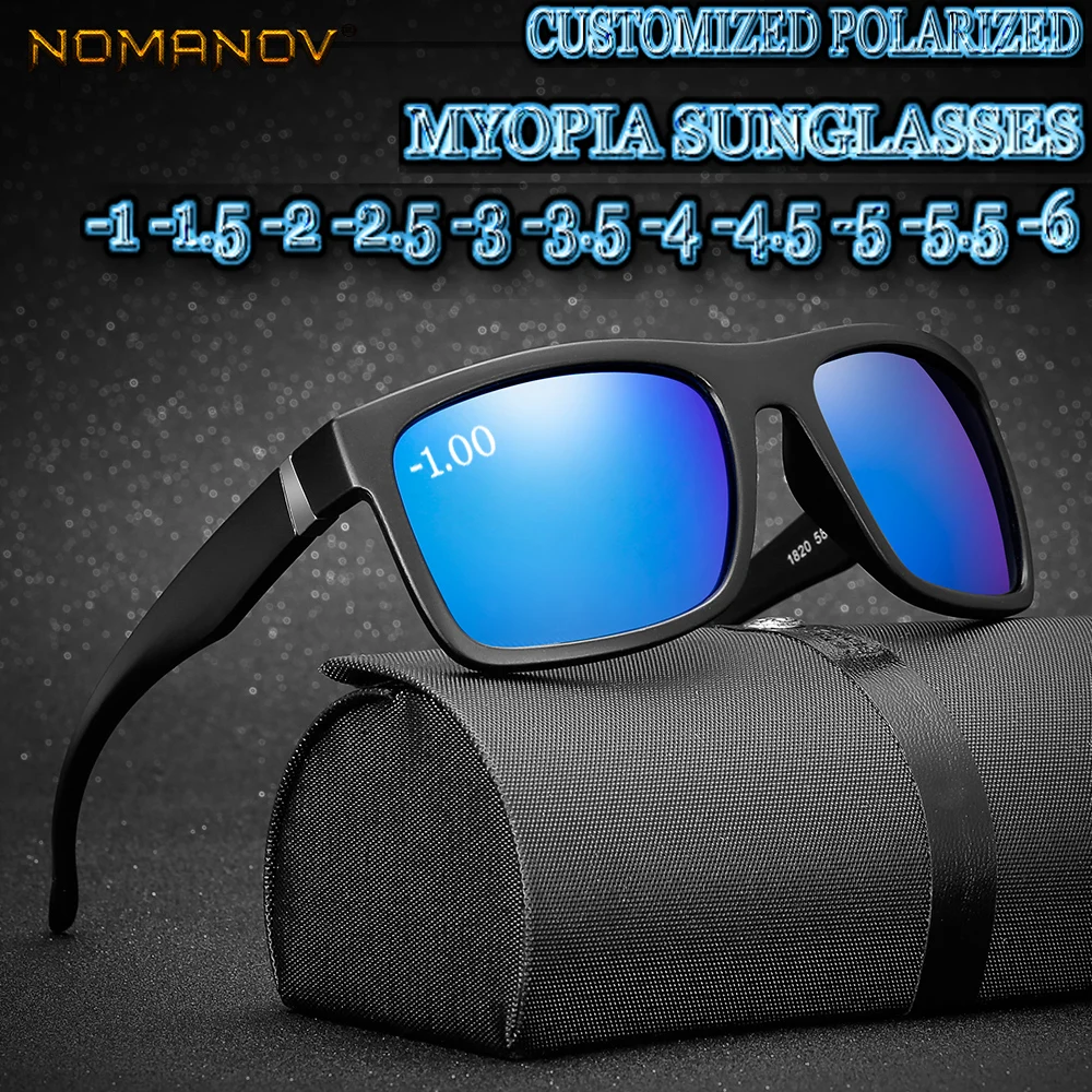 

Oculos Masculino Custom Made Myopia Minus Prescription Polarized Lens Large Colorful Mirror Retro Fashion Sunglasses -1 To -6