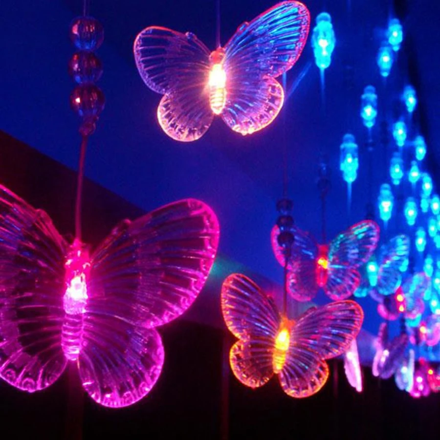 10M 38LED LEDs butterfly led string Garland lights Christmas Lights Holiday Wedding Party Decoration Curtain lights 110V/220V