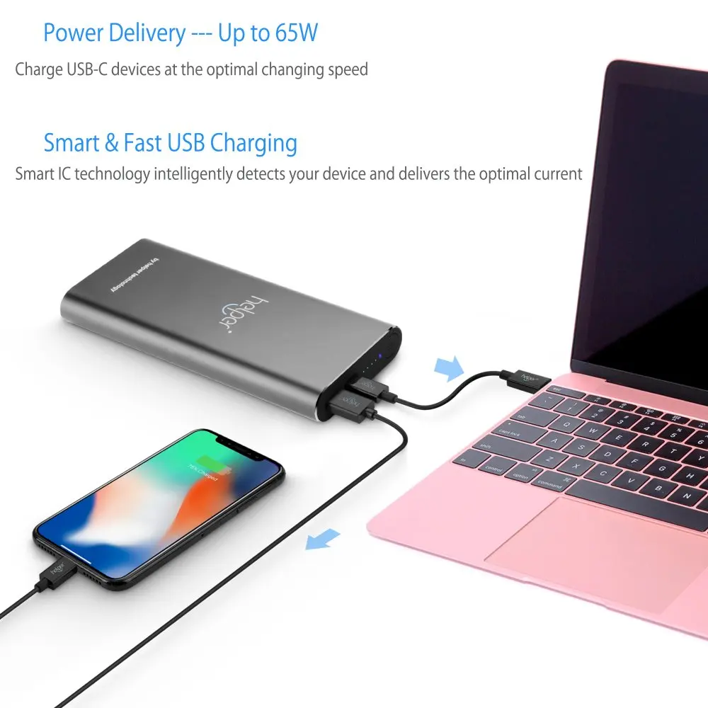 PD+QC with USB Type-C Input / Output and QC Output for New MacBook Pro Nintendo switch iphone Mi notebook USB Type-C Laptops