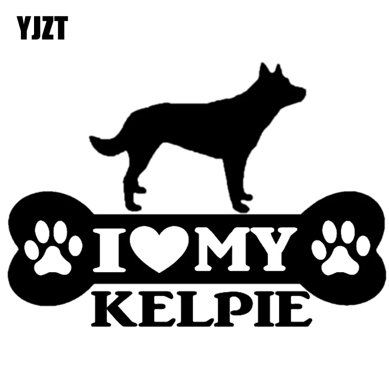 

YJZT 15CM*10.5CM I LOVE MY DOG KELPIE Bone Creative Vinyl Car Sticker Decals Black/Silver C10-00209