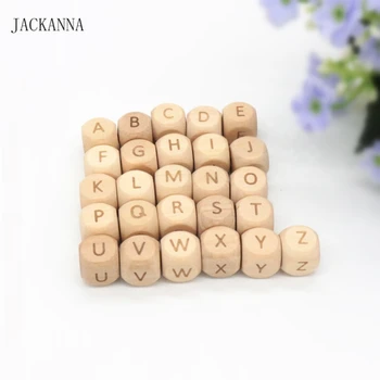 

50PCS Letter 12MM Wood Teether Letter Beads Teething Toy DIY Crafts Chew Necklace Wooden Teether Alphabet Bead Baby Accessories