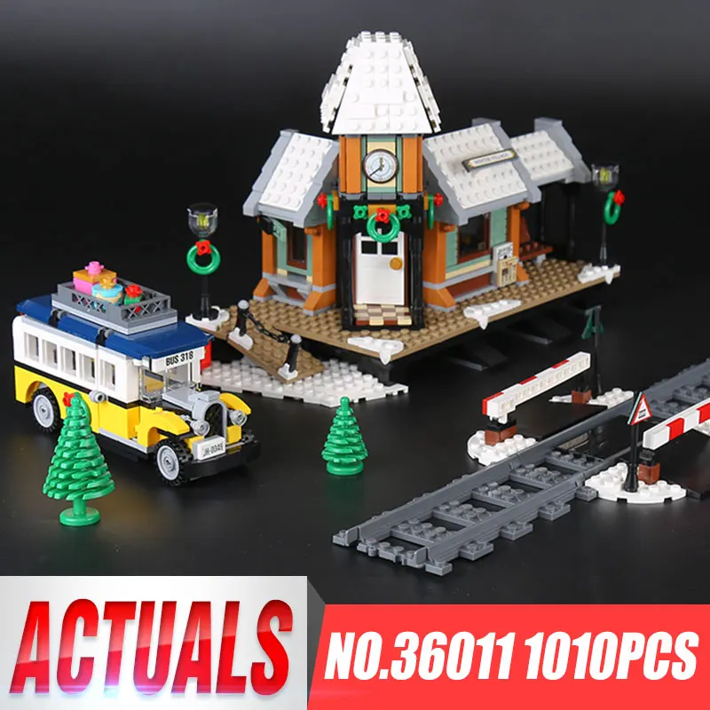 

Lepin 36011 Genuine 1010Pcs Creative Series The Winter Village Station Set Building Blocks Bricks Children Educational Toys