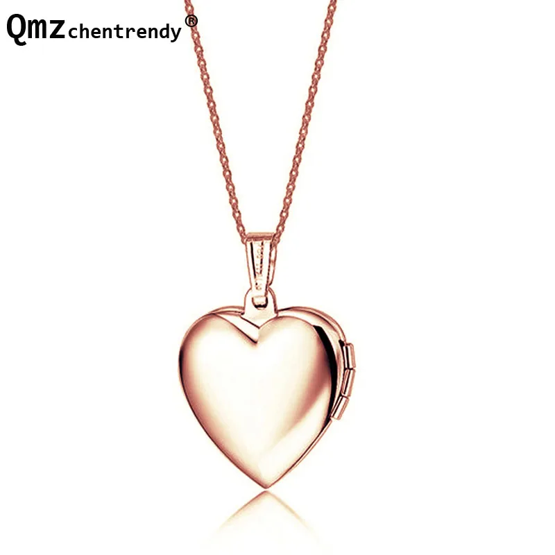 

Lover's Stainless Steel Rose gold Keepsake Jewelry Rose Heart Shape Photo Frame Locket Real Pendant Necklace For girls Jewelry