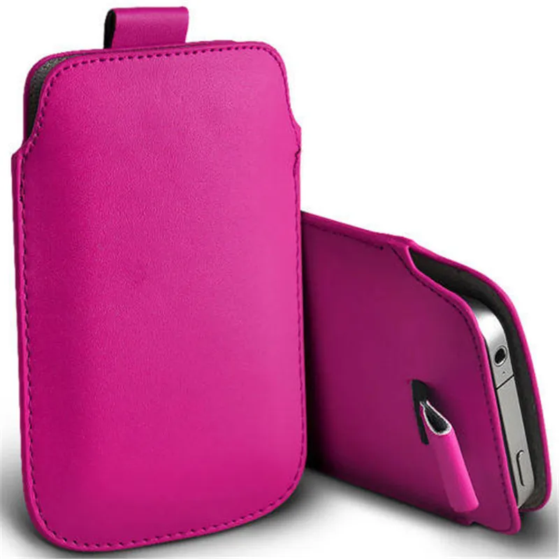 Premium Universal Leather Case Pouch with Pull & Push Tab
