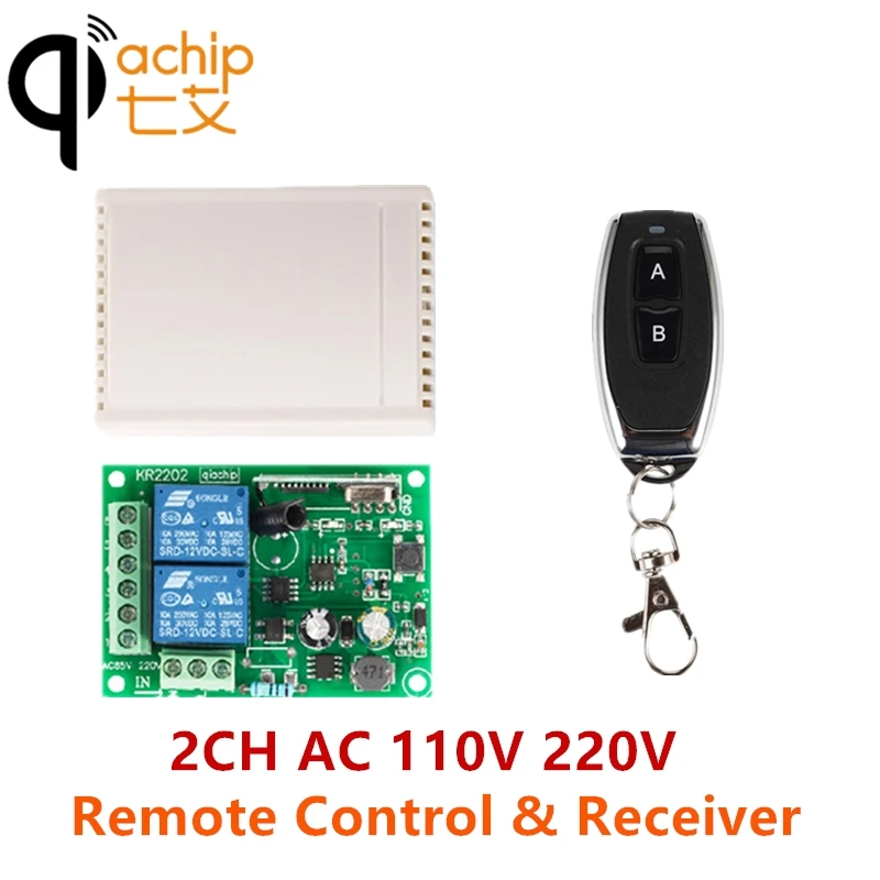 QIACHIP 2CH AC 110V 220V 433Mhz беспроводной пульт дистанционного управления, реле, приемник и передатчик, светильник для ворот автомобиля гаража