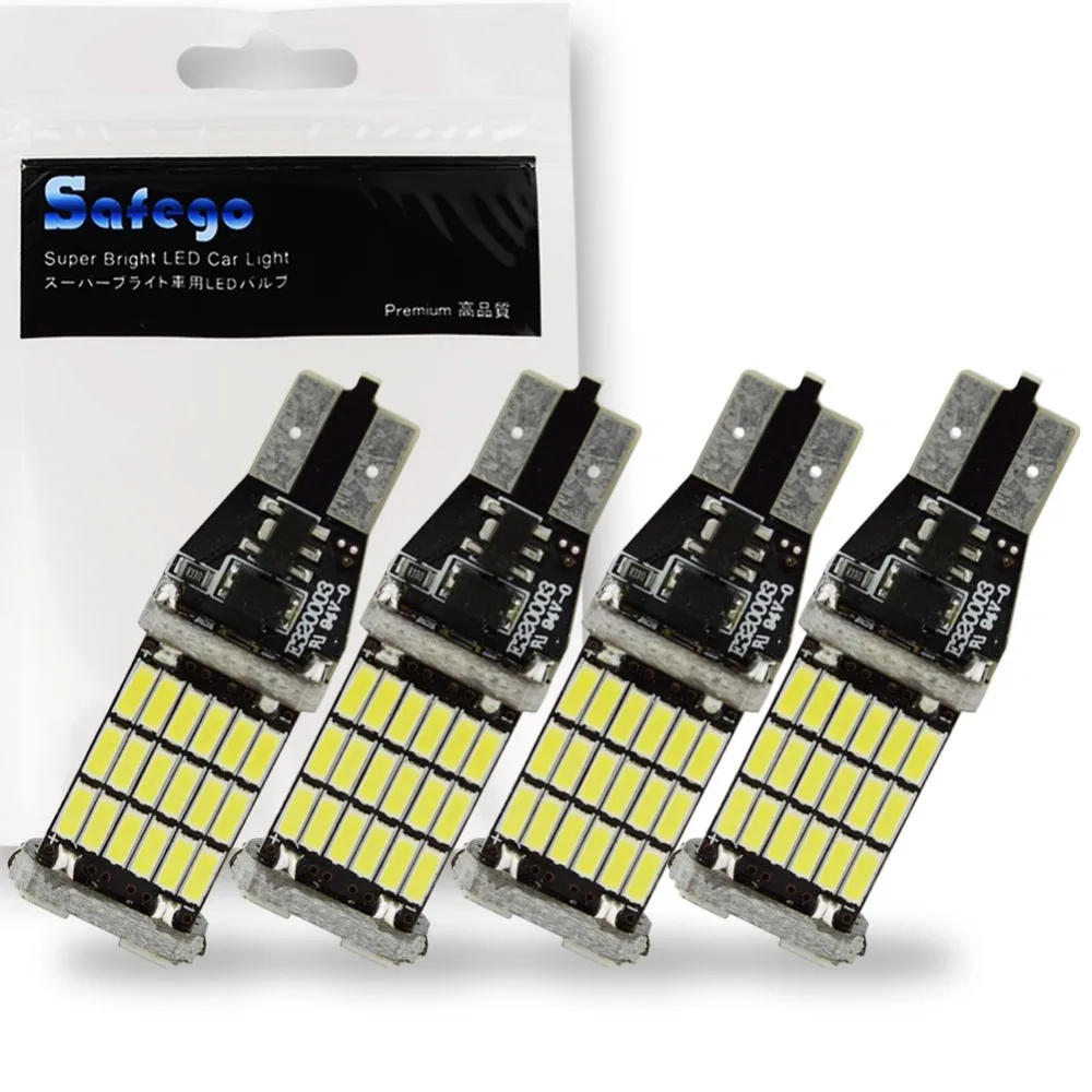

Safego 4X Canbus Error Free 921 912 T10 T15 4014 45SMD Chipsets 1000 lm Extremely Bright LED Bulbs For Backup Reverse Light
