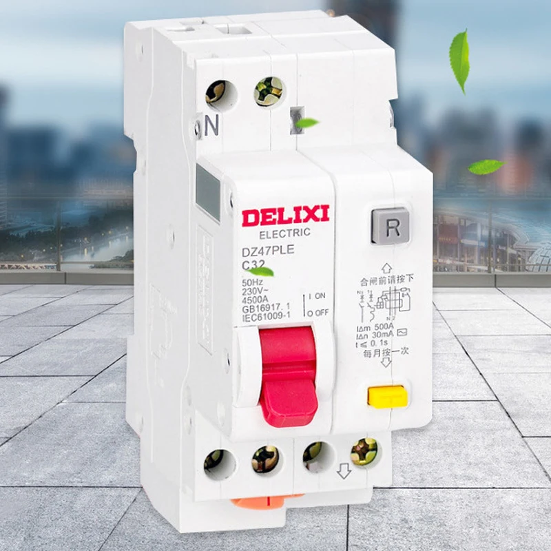 

Miniature Circuit breaker Air switch DZ47PLE-1P+N DELIXI MCB 1Pole +N "C" Curvers 6A-40A 6A 10A 16A 20A 25A 32A 40A