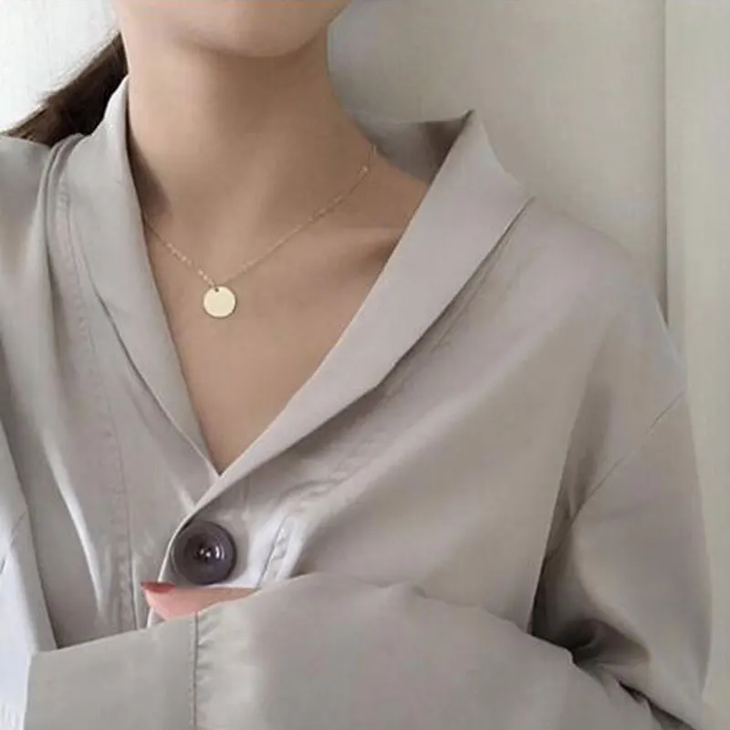 

Tiny Circle Shape Necklace for Women Short Gold Chain Pendant Necklace Gift Ethnic Bohemian Choker Necklaces Jewelry YY648