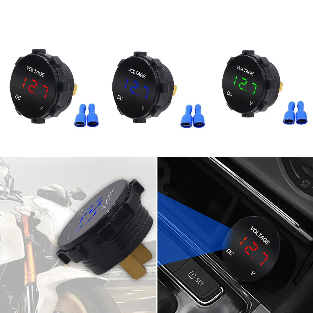 

Round Waterproof Auto Boat Car Motorcycle Mini Digital Voltmeter DC6V-30V LED Panel Volt Voltage Meter Tester Monitor Display