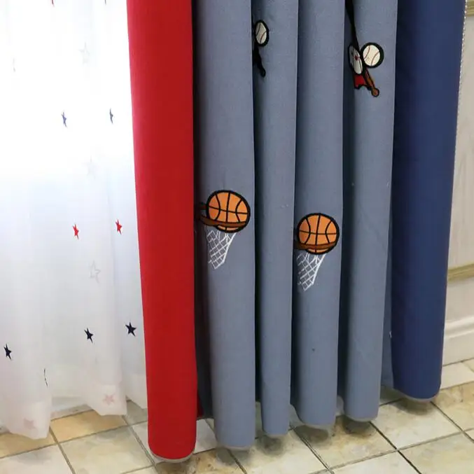 American Car Player Cartoon Window Curtain Living Room Boys Children Bedroom Sheer Tulle Kids Cortina Window Treatment 70% Shade